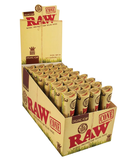 RAW Organic Hemp Prerolled Kingsize Cones - 32 Pack