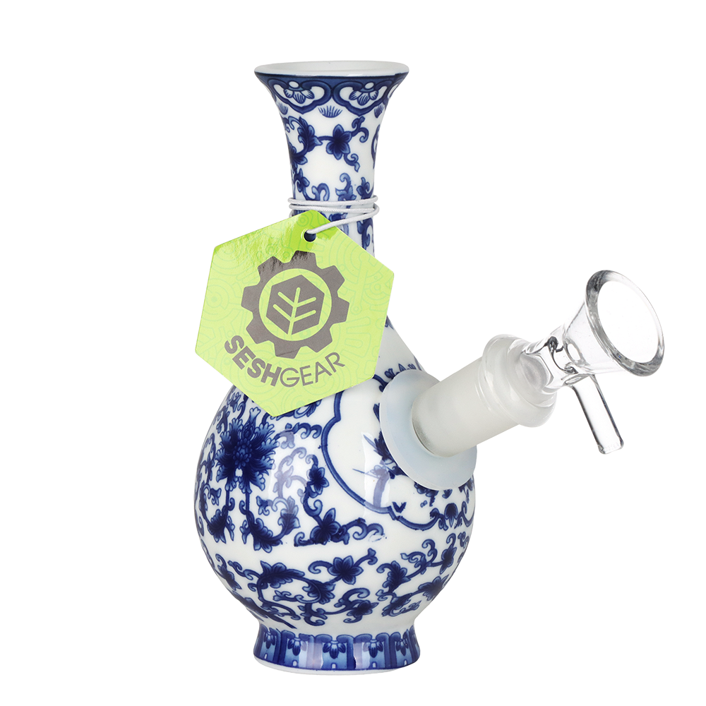 SeshGear Chinese Vase Ceramic Water Pipe | Bubble Base | 5.75" | 14mm F