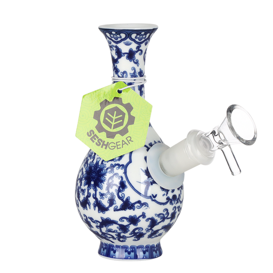 SeshGear Chinese Vase Ceramic Water Pipe | Bubble Base | 5.75" | 14mm F