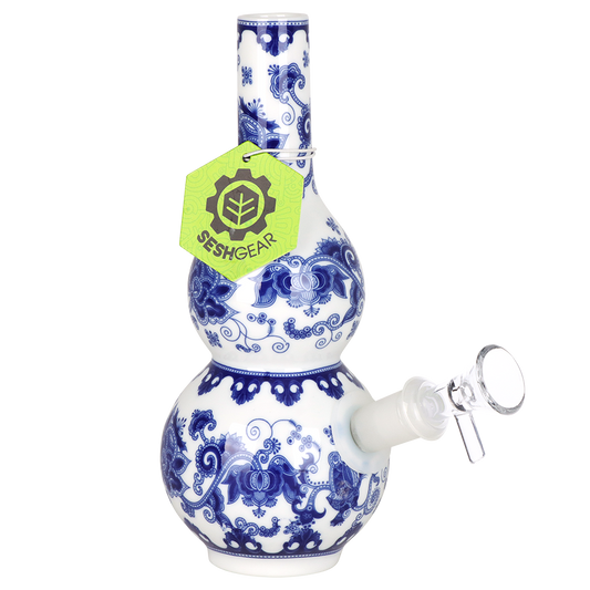 SeshGear Chinese Vase Ceramic Water Pipe | Double Bubble Base | 7.75" | 14mm F