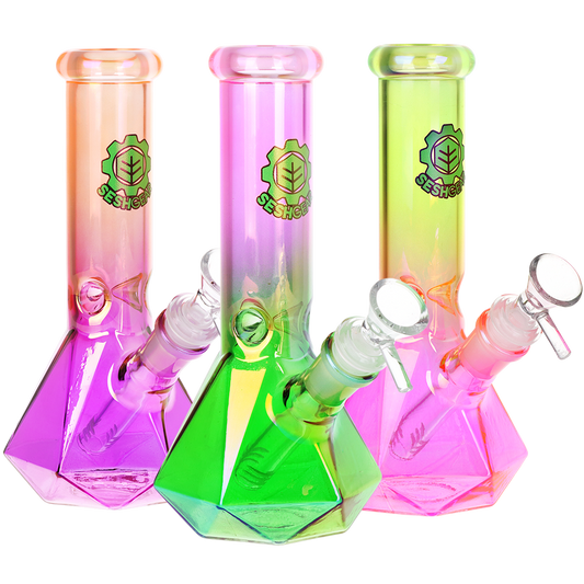 SeshGear Diamond Base Beaker Ombre Glass Water Pipe | 7.75" | 14mm F
