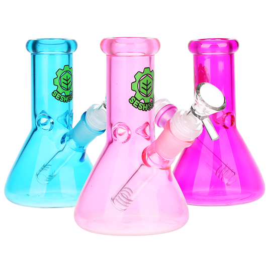 SeshGear Shorty Beaker Color Glass Water Pipe | 5.75" | 14mm F