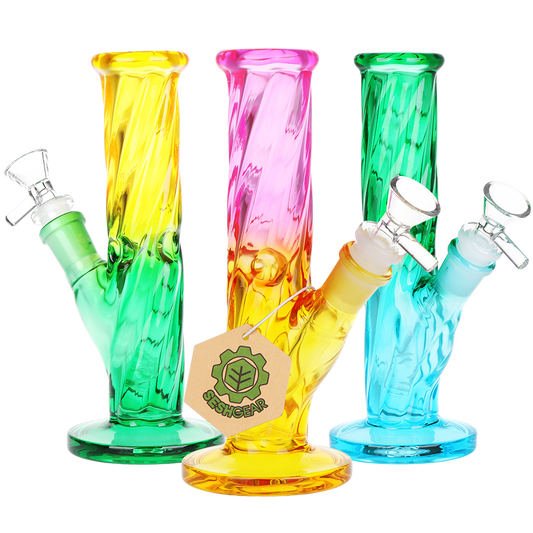 SeshGear Twist Ombre Straight Tube Glass Water Pipe | 7.75" | 14mm F