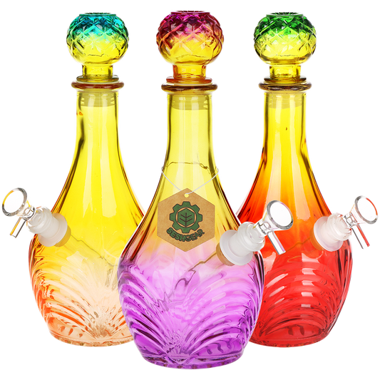 SeshGear Vintage Decanter Style Ombre Glass Water Pipe | High Stripe | 11" | 14mm F | Colors Vary