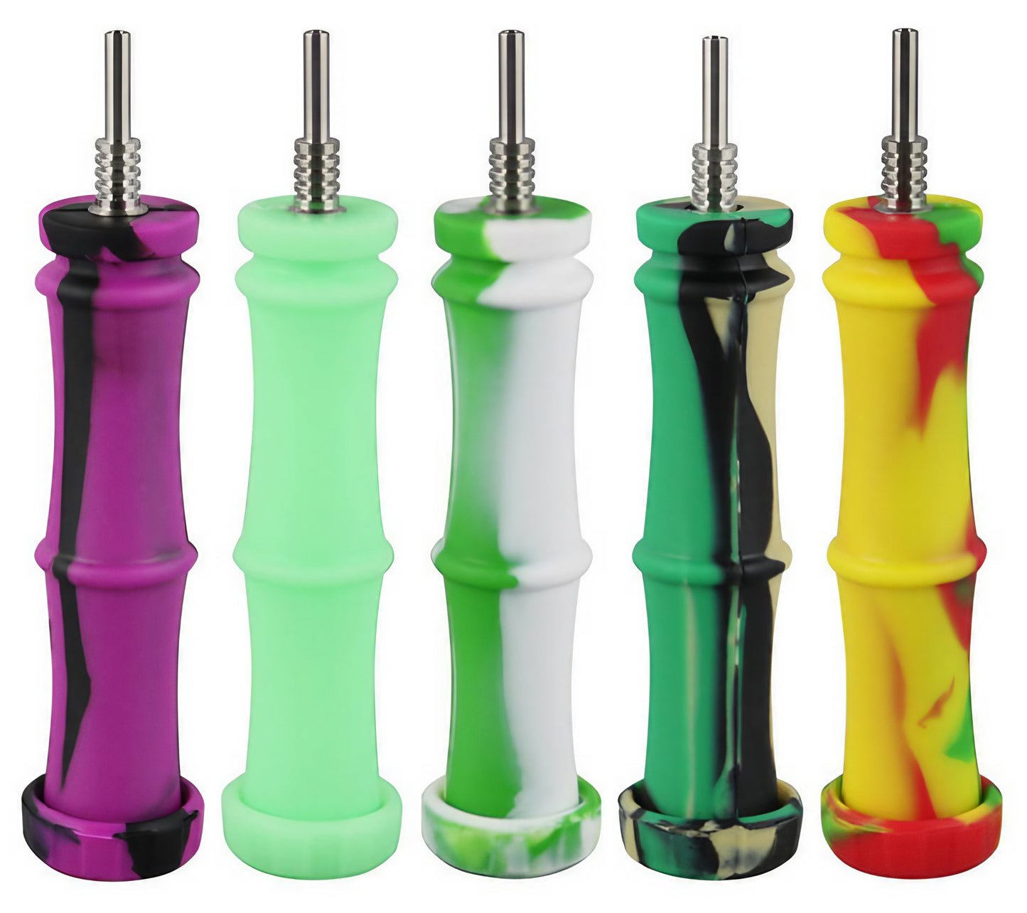 Silicone Bamboo Style Vapor Straw w/ Ti Tip - 5.5" / 10mm