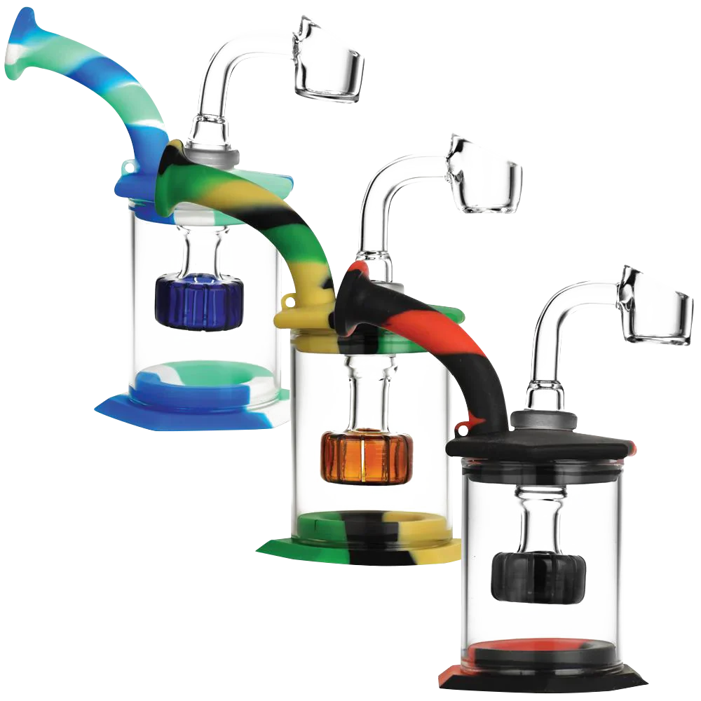 Silicone & Glass Dab Rig Bubbler with Disc Perc