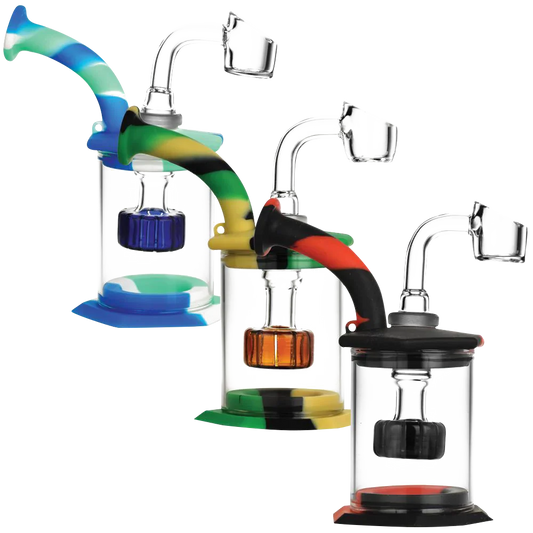 Silicone & Glass Dab Rig Bubbler with Disc Perc