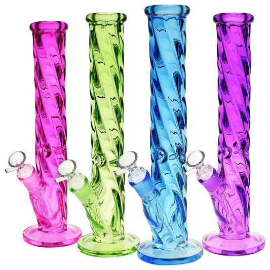 Slick Spiral Straight Tube Water Pipe | 13.5" | 14mm F