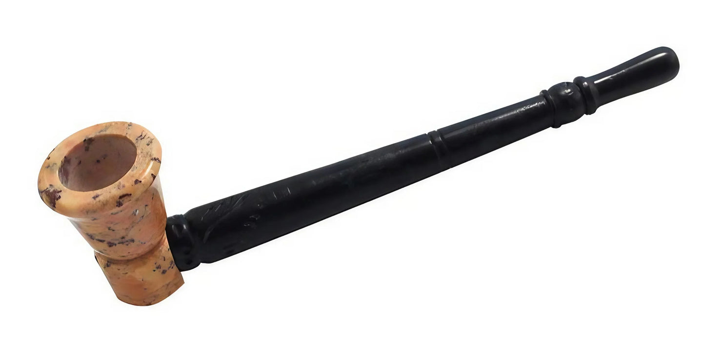 Stone Pipe with Wooden Stem