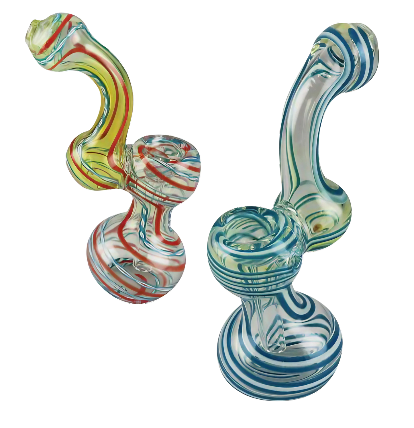 Swirl Stripped Mini Bubbler Glass Pipe