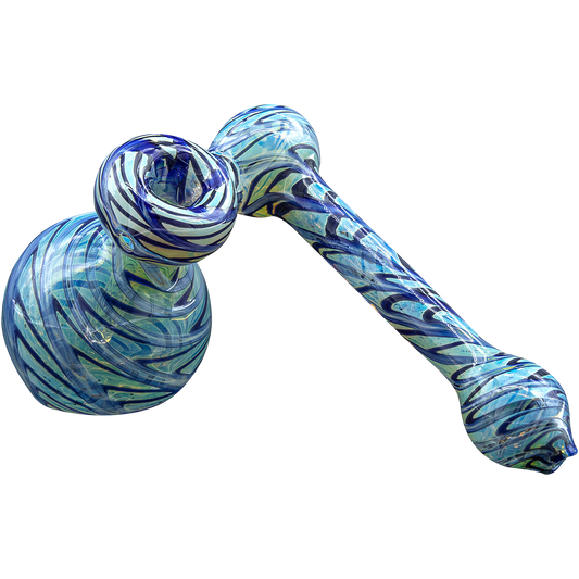 LA Pipes Fumed Sidecar Bubbler - 6" Wrapped Raked Glass for Dry Herbs