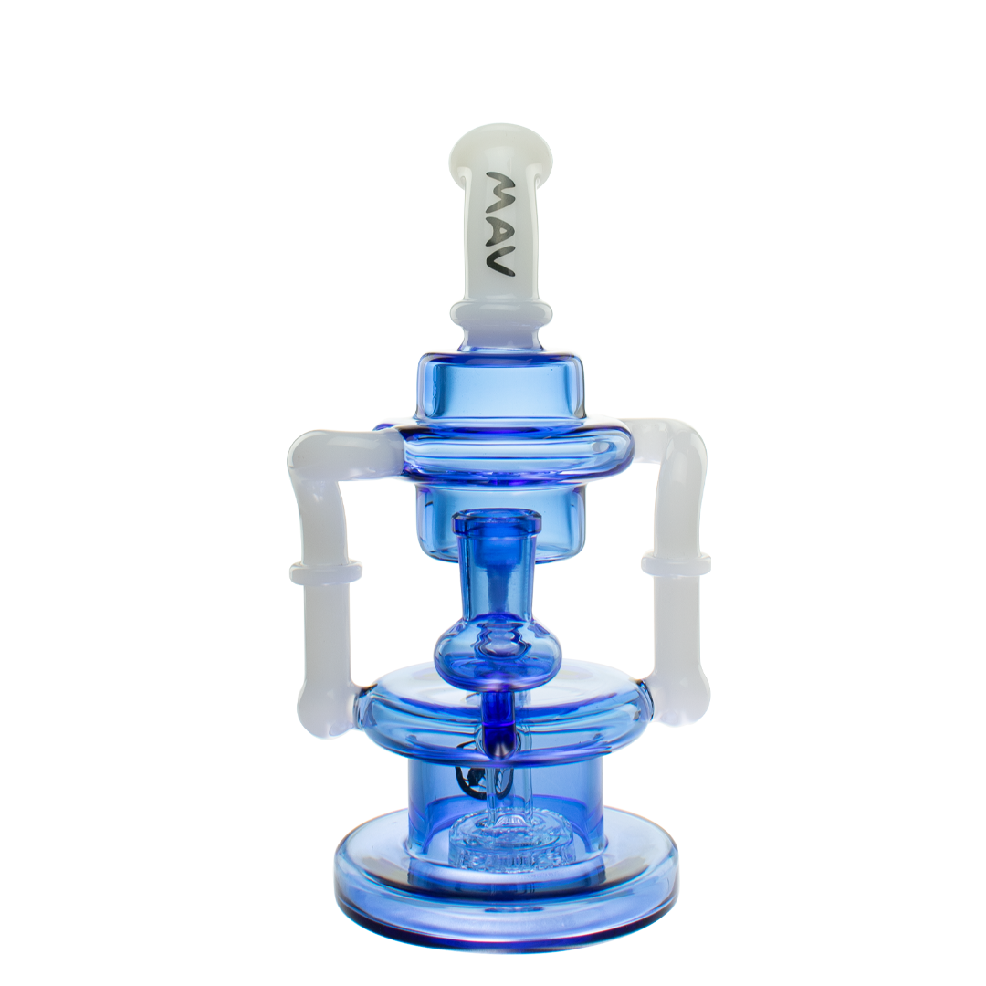 MAV Glass Bent Neck Recycler with Slit Puck Perc & Vortex Drain - 14mm