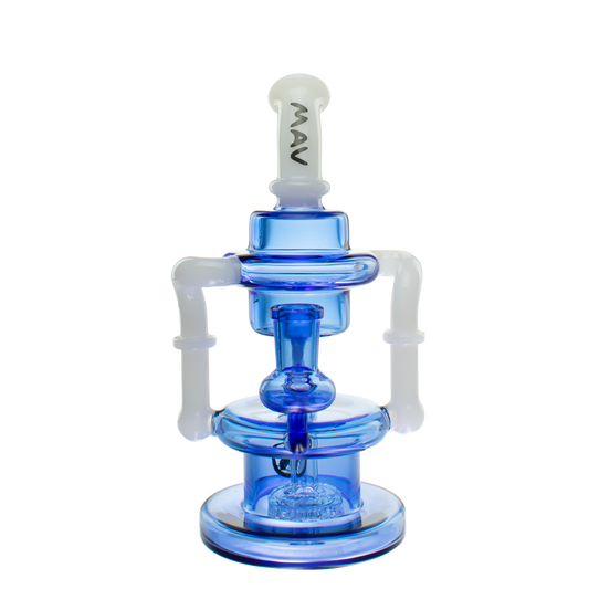 MAV Glass Bent Neck Recycler with Slit Puck Perc & Vortex Drain - 14mm