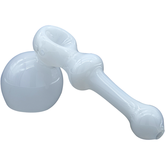 LA Pipes 6" Ivory Hammer Bone White Glass Bubbler for Dry Herbs