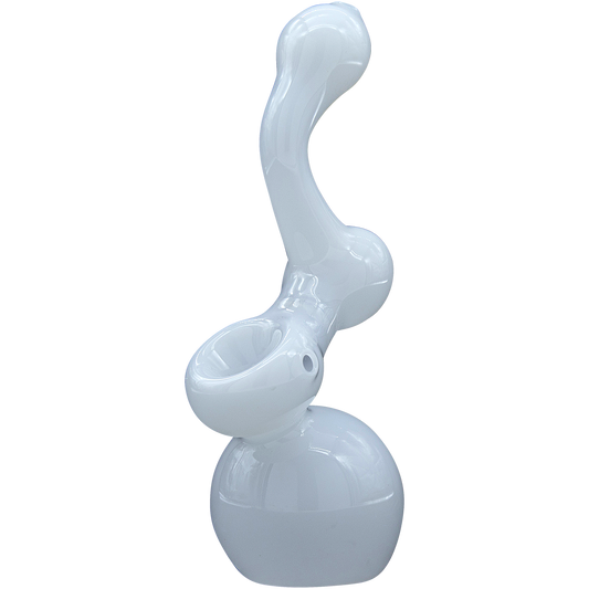 LA Pipes 6" Ivory Sherlock Bubbler - Bone White Glass for Dry Herbs