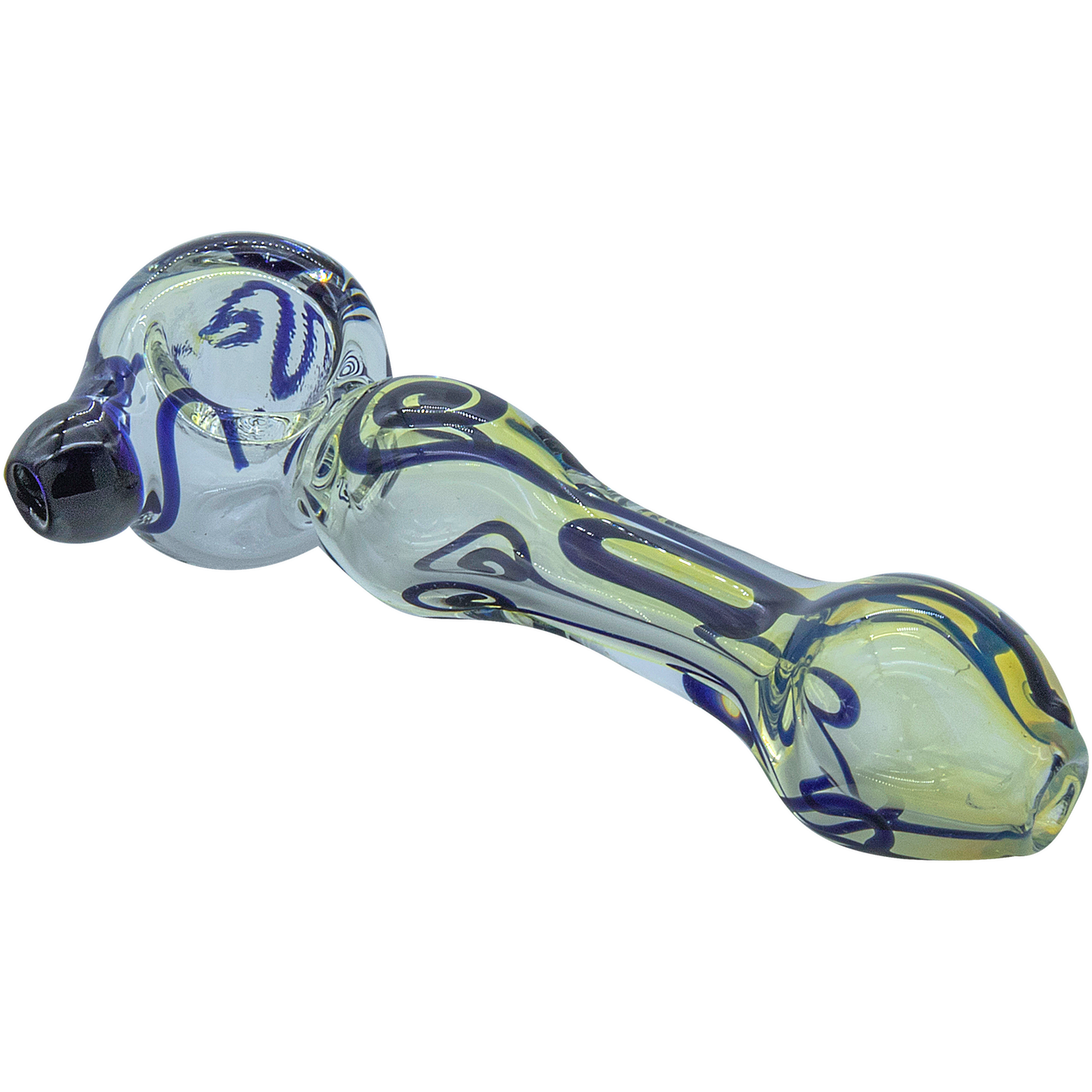 LA Pipes Color-Changing Silver Fumed Glass Pipe - "Painted Warrior" Handmade Spoon