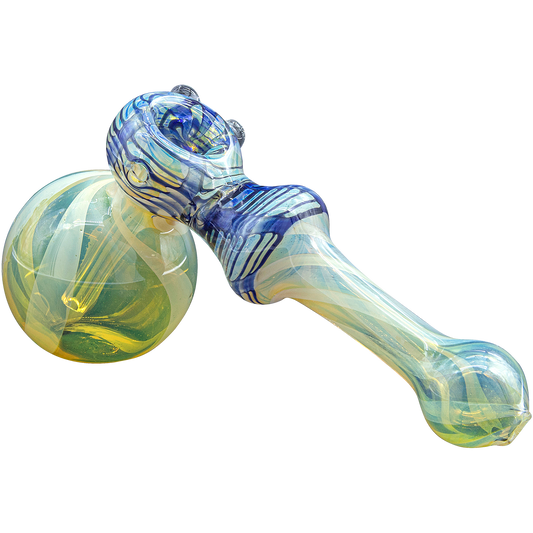 LA Pipes Color-Changing Fumed Hammer Bubbler - Handcrafted Art Glass
