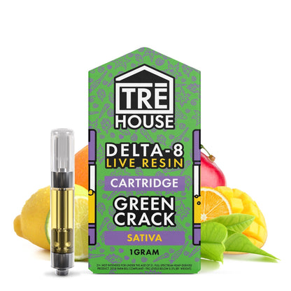 Tre House Live Resin Green Crack Delta 8 Cartridge -1000mg