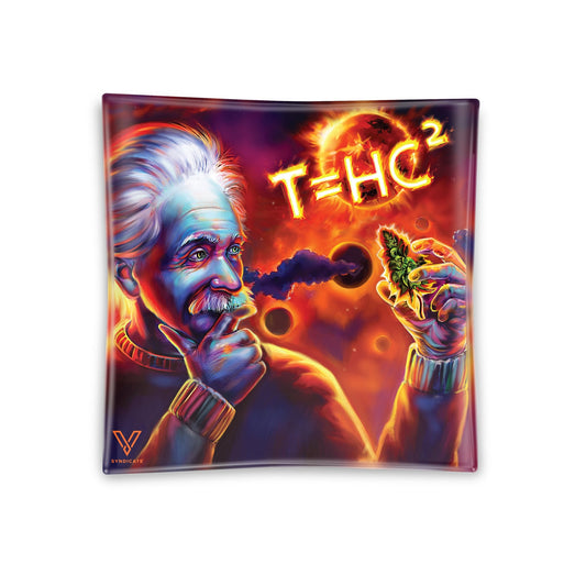 V Syndicate T=HC2 Einstein Solar Diesel Square Glass Ashtray - 4.5in