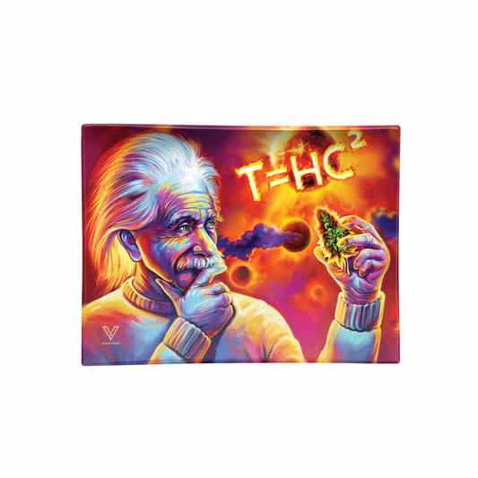 V Syndicate T=HC2 Glass Rolling Tray - Shatter-Resistant Cosmic Design