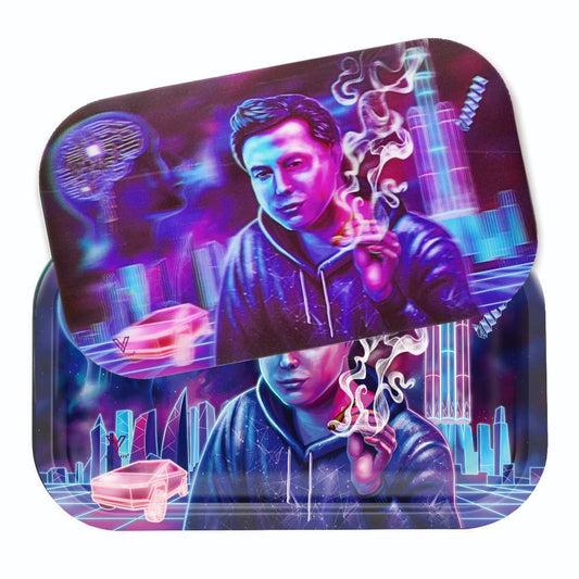 V Syndicate Space Xhale 3D Rolling Bundle - Travel-Ready Metal Tray & Lid