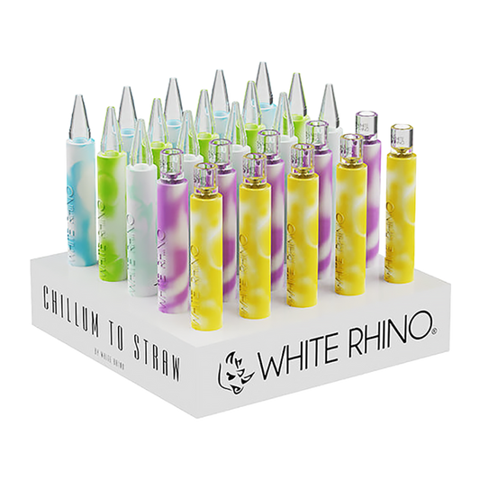 White Rhino Chillum To Straw | 5" | Glow In The Dark Assortment | 25ct Display