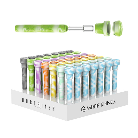 White Rhino Dabtainer Silicone Straw & Storage | 5.25" | Glow Assortment | 49ct Display