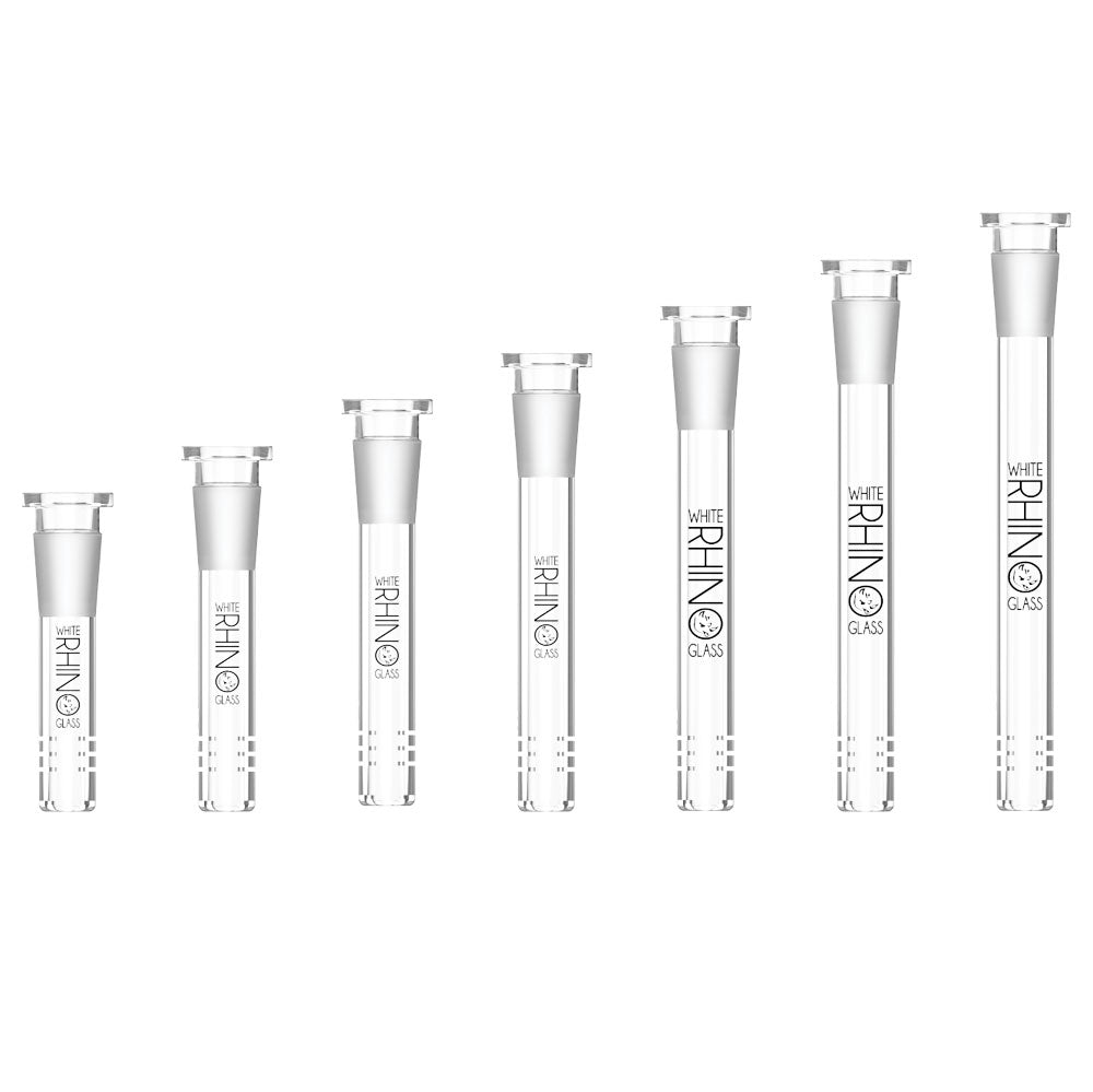 White Rhino Glass Downstems | 19/14mm | Asst Sizes | 49pc Display