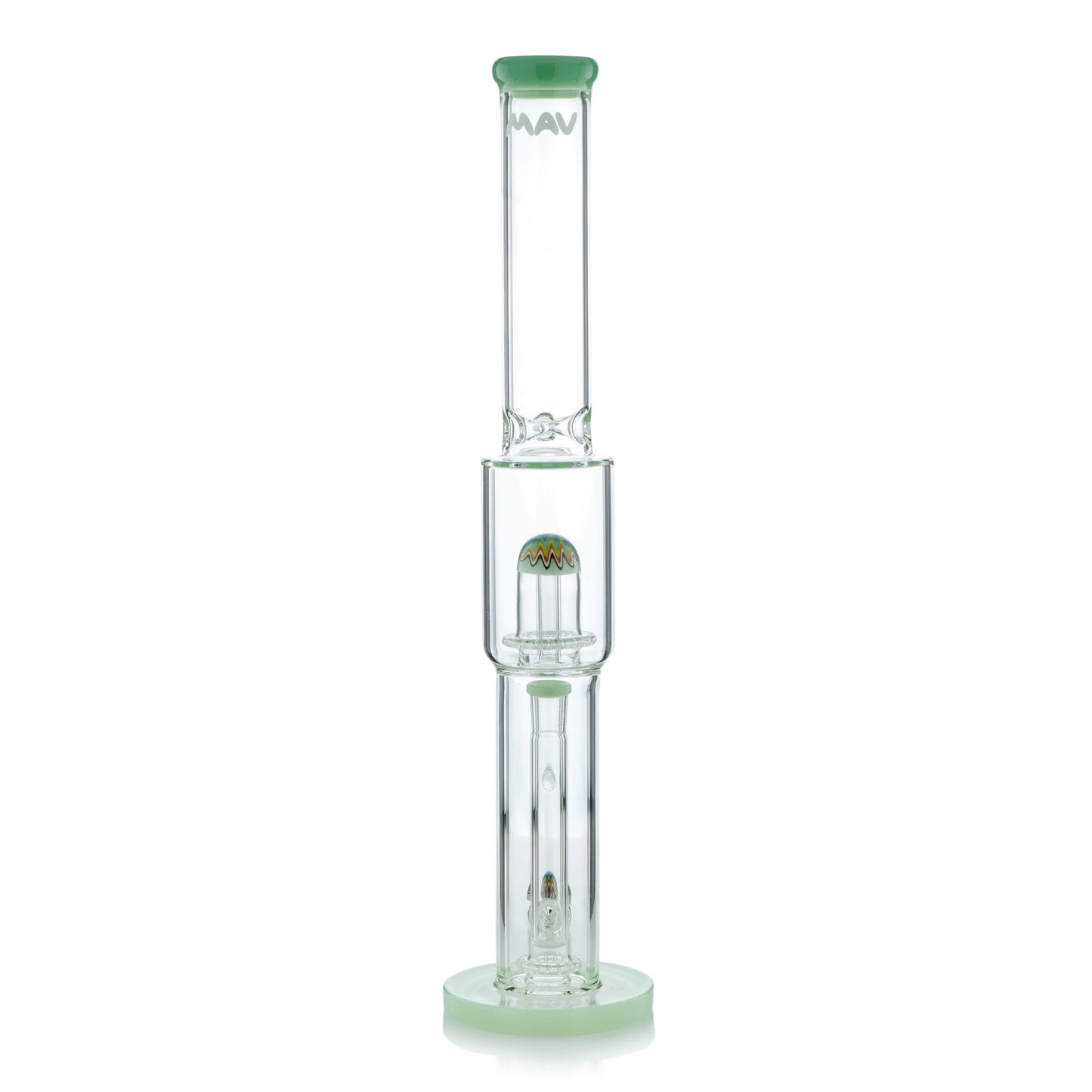 MAV Glass 18" Straight Tube with Double UFO Perc & Ice Pinch - Wig Wag Reversal