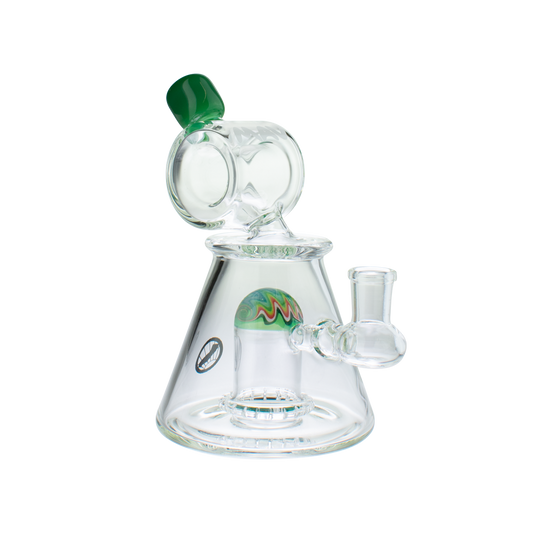 MAV Glass 7" UFO Perc Barrel Top Pyramid Bong with Wig Wag Design
