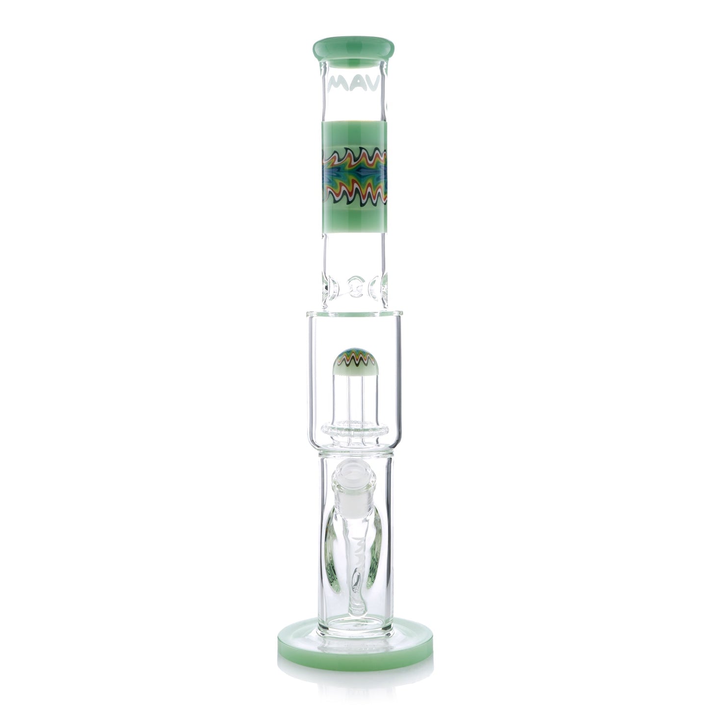 MAV Glass 16" UFO Reversal Perc Straight Tube Bong with Ice Pinch