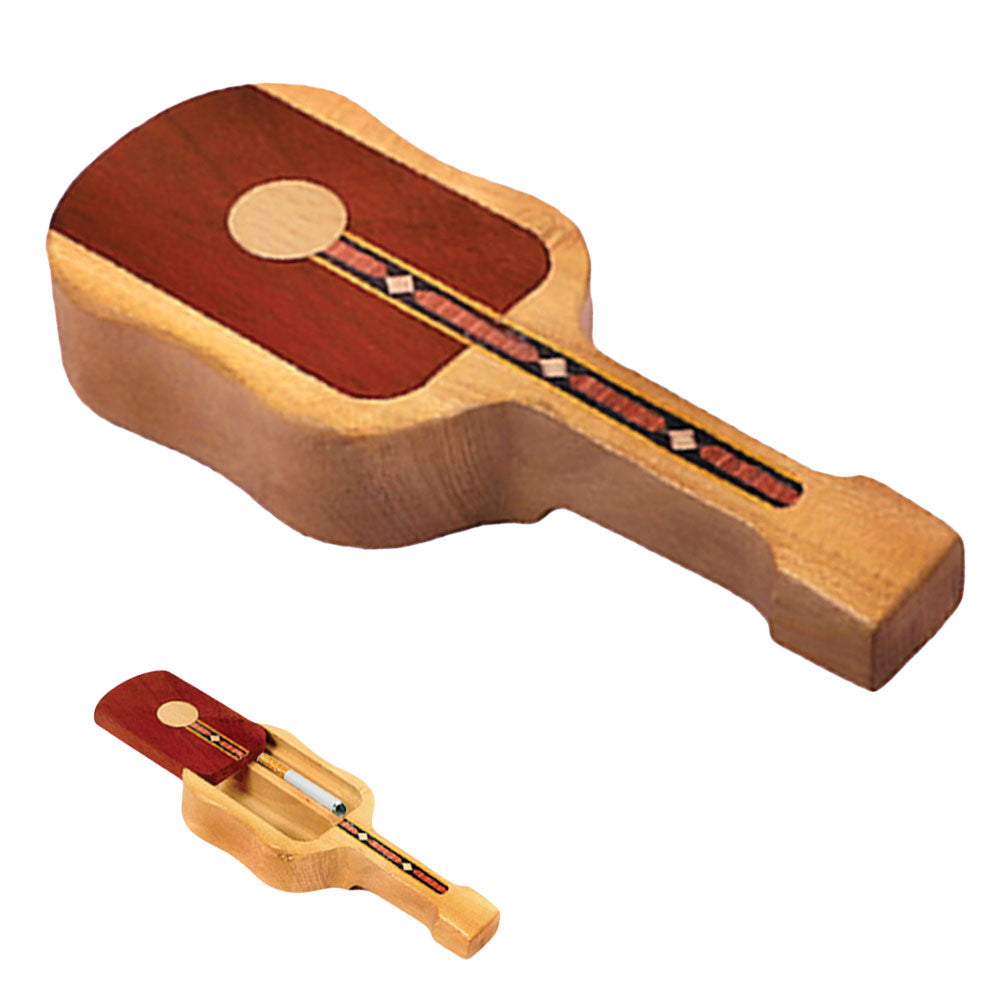 Wood Guitar Dugout with Magnetic Lock Slide Lid