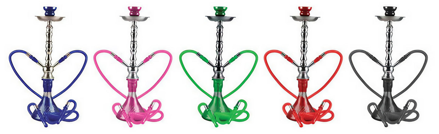 Zelda Premium 20" Dual-Hose Hookah with Etched Glass & Metal Stem