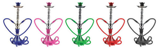 Zelda Premium 20" Dual-Hose Hookah with Etched Glass & Metal Stem